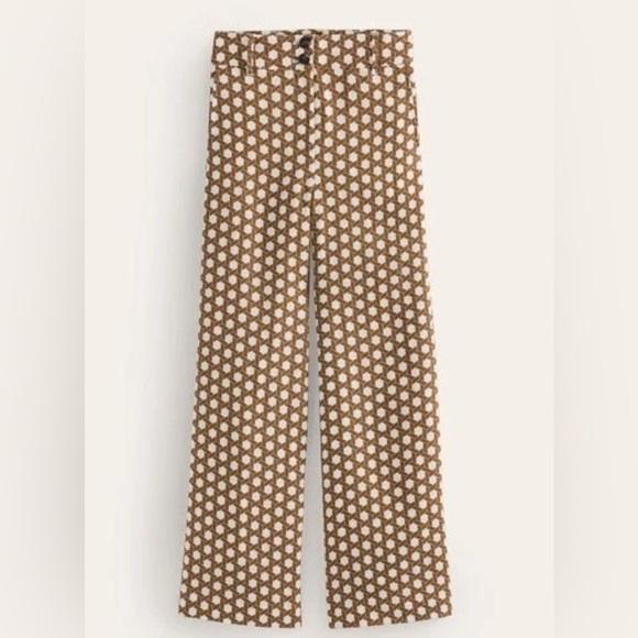 Boden Westbourne Linen Wide Leg Pant | Honeycomb Pattern | 2P - Picture 5 of 13